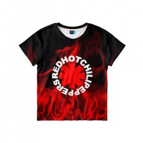 Детская футболка 3D с принтом Red Hot Chili Peppers в Санкт-Петербурге, 100% гипоаллергенный полиэфир | прямой крой, круглый вырез горловины, длина до линии бедер, чуть спущенное плечо, ткань немного тянется | Тематика изображения на принте: red hot chili peppers | rhcp | перцы | ред хот чили пепперс | рхчп | рэд
