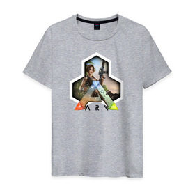 Мужская футболка хлопок с принтом Ark Survival Evolved в Санкт-Петербурге, 100% хлопок | прямой крой, круглый вырез горловины, длина до линии бедер, слегка спущенное плечо. | Тематика изображения на принте: ark survival evolved