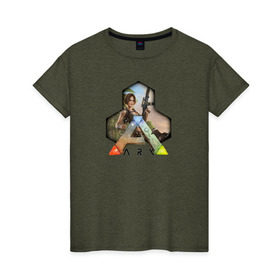 Женская футболка хлопок с принтом Ark Survival Evolved в Санкт-Петербурге, 100% хлопок | прямой крой, круглый вырез горловины, длина до линии бедер, слегка спущенное плечо | арк
