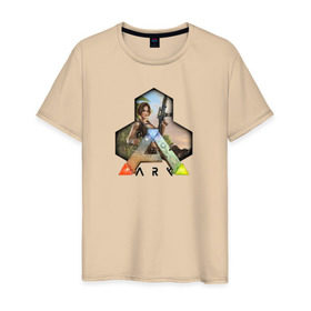 Мужская футболка хлопок с принтом Ark Survival Evolved в Санкт-Петербурге, 100% хлопок | прямой крой, круглый вырез горловины, длина до линии бедер, слегка спущенное плечо. | арк