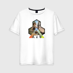 Женская футболка хлопок Oversize с принтом Ark Survival Evolved в Санкт-Петербурге, 100% хлопок | свободный крой, круглый ворот, спущенный рукав, длина до линии бедер
 | арк