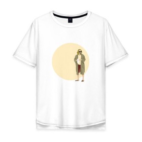 Мужская футболка хлопок Oversize с принтом Большой Лебовски в Санкт-Петербурге, 100% хлопок | свободный крой, круглый ворот, “спинка” длиннее передней части | the big lebowski | большой лебовски | джефф бриджес