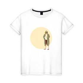 Женская футболка хлопок с принтом Большой Лебовски в Санкт-Петербурге, 100% хлопок | прямой крой, круглый вырез горловины, длина до линии бедер, слегка спущенное плечо | the big lebowski | большой лебовски | джефф бриджес