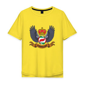 Мужская футболка хлопок Oversize с принтом Haikyuu!! Волейбол!! в Санкт-Петербурге, 100% хлопок | свободный крой, круглый ворот, “спинка” длиннее передней части | emblem | haikyuu | karasuno | волейбол | вороны | карасуно | корона | крылья | эмблема