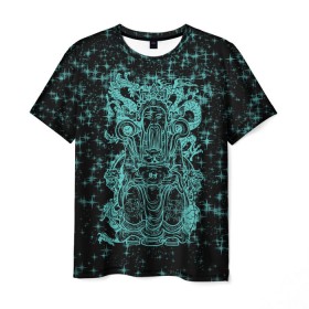 Мужская футболка 3D с принтом Нефритовый Будда в Санкт-Петербурге, 100% полиэфир | прямой крой, круглый вырез горловины, длина до линии бедер | блеск | звезды | китай | нефрит | прикольные | традиция | храм | шанхай | яркие