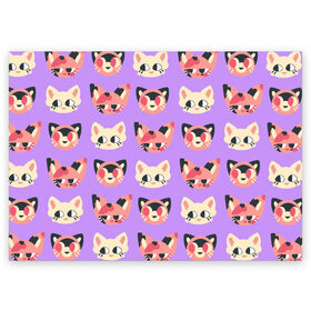Поздравительная открытка с принтом Cat and Panda в Санкт-Петербурге, 100% бумага | плотность бумаги 280 г/м2, матовая, на обратной стороне линовка и место для марки
 | animal | cat | cute | kitty | meow | pattern | pet | животное | кот | котенок | котики | мяу | паттерн