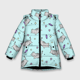 Зимняя куртка для девочек 3D с принтом Кавайные котики в Санкт-Петербурге, ткань верха — 100% полиэстер; подклад — 100% полиэстер, утеплитель — 100% полиэстер. | длина ниже бедра, удлиненная спинка, воротник стойка и отстегивающийся капюшон. Есть боковые карманы с листочкой на кнопках, утяжки по низу изделия и внутренний карман на молнии. 

Предусмотрены светоотражающий принт на спинке, радужный светоотражающий элемент на пуллере молнии и на резинке для утяжки. | animal | cat | cute | kitty | meow | pet | животное | кот | котенок | котики | мяу