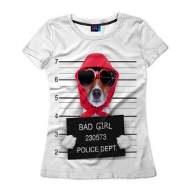 Женская футболка 3D с принтом BAD GIRL в Санкт-Петербурге, 100% полиэфир ( синтетическое хлопкоподобное полотно) | прямой крой, круглый вырез горловины, длина до линии бедер | 