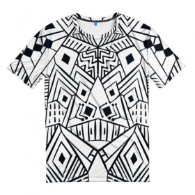 Мужская футболка 3D с принтом Boho Style в Санкт-Петербурге, 100% полиэфир | прямой крой, круглый вырез горловины, длина до линии бедер | Тематика изображения на принте: абстракция | арт | линии | рисунок | узор | фигуры | этника