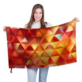 Флаг 3D с принтом Огненные треугольники в Санкт-Петербурге, 100% полиэстер | плотность ткани — 95 г/м2, размер — 67 х 109 см. Принт наносится с одной стороны | 