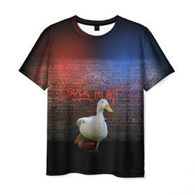 Мужская футболка 3D с принтом Утиный вандализм в Санкт-Петербурге, 100% полиэфир | прямой крой, круглый вырез горловины, длина до линии бедер | duck | вандал | вандализм | граффити | утка | хулиган