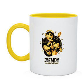 Кружка двухцветная с принтом Bendy and the ink machine (31) в Санкт-Петербурге, керамика | объем — 330 мл, диаметр — 80 мм. Цветная ручка и кайма сверху, в некоторых цветах — вся внутренняя часть | bendy | bendy and the ink machine | game | horror | ink | machine | trend | video game