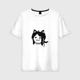 Женская футболка хлопок Oversize с принтом Undertale в Санкт-Петербурге, 100% хлопок | свободный крой, круглый ворот, спущенный рукав, длина до линии бедер
 | temmie | андертейл | подземелье | темми