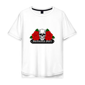 Мужская футболка хлопок Oversize с принтом Memento mori / Помни о смерти в Санкт-Петербурге, 100% хлопок | свободный крой, круглый ворот, “спинка” длиннее передней части | rock | roses | skull | розы | череп
