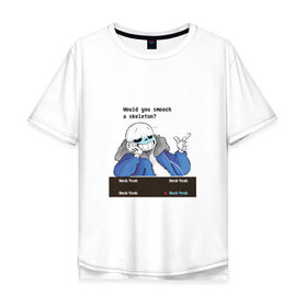 Мужская футболка хлопок Oversize с принтом Sans в Санкт-Петербурге, 100% хлопок | свободный крой, круглый ворот, “спинка” длиннее передней части | sans | андертейл | подземелье | санс