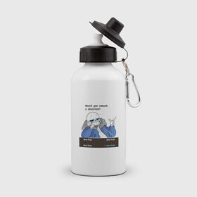 Бутылка спортивная с принтом Sans в Санкт-Петербурге, металл | емкость — 500 мл, в комплекте две пластиковые крышки и карабин для крепления | sans | андертейл | подземелье | санс