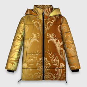 Женская зимняя куртка 3D с принтом ЗОЛОТОЙ УЗОР в Санкт-Петербурге, верх — 100% полиэстер; подкладка — 100% полиэстер; утеплитель — 100% полиэстер | длина ниже бедра, силуэт Оверсайз. Есть воротник-стойка, отстегивающийся капюшон и ветрозащитная планка. 

Боковые карманы с листочкой на кнопках и внутренний карман на молнии | abstract | geometry | gold | ornament | pattern | texture | абстракция | геометрия | золото | золотой узор | орнамент | паттерн | текстура | узор