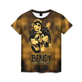 Женская футболка 3D с принтом Bendy and the ink machine (32) в Санкт-Петербурге, 100% полиэфир ( синтетическое хлопкоподобное полотно) | прямой крой, круглый вырез горловины, длина до линии бедер | bendy | bendy and the ink machine | game | horror | ink | machine | trend | video game | бенди | бэнди
