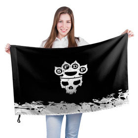Флаг 3D с принтом Five Finger Death Punch в Санкт-Петербурге, 100% полиэстер | плотность ткани — 95 г/м2, размер — 67 х 109 см. Принт наносится с одной стороны | 5fdp | alternative | ffdp | groove | metal | metall | rock | альтернатива | грув | группа | метал | рок | череп