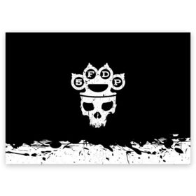 Поздравительная открытка с принтом Five Finger Death Punch в Санкт-Петербурге, 100% бумага | плотность бумаги 280 г/м2, матовая, на обратной стороне линовка и место для марки
 | Тематика изображения на принте: 5fdp | alternative | ffdp | groove | metal | metall | rock | альтернатива | грув | группа | метал | рок | череп