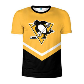 Мужская футболка 3D спортивная с принтом Pittsburgh Penguins (Форма 1) в Санкт-Петербурге, 100% полиэстер с улучшенными характеристиками | приталенный силуэт, круглая горловина, широкие плечи, сужается к линии бедра | Тематика изображения на принте: питтсбург пингвинз