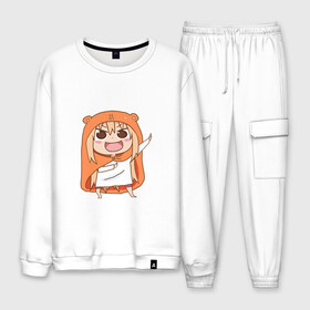 Мужской костюм хлопок с принтом Umaru Chan в Санкт-Петербурге, 100% хлопок | на свитшоте круглая горловина, мягкая резинка по низу. Брюки заужены к низу, на них два вида карманов: два “обычных” по бокам и два объемных, с клапанами, расположенные ниже линии бедра. Брюки с мягкой трикотажной резинкой на поясе и по низу штанин. В поясе для дополнительного комфорта — широкие завязки | Тематика изображения на принте: anime | аниме | анимэ | умару