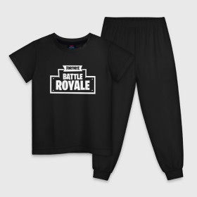 Детская пижама хлопок с принтом Fortnite Battle Royale Logo в Санкт-Петербурге, 100% хлопок |  брюки и футболка прямого кроя, без карманов, на брюках мягкая резинка на поясе и по низу штанин
 | Тематика изображения на принте: 