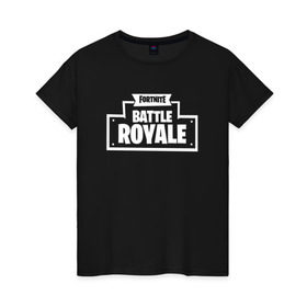 Женская футболка хлопок с принтом Fortnite Battle Royale Logo в Санкт-Петербурге, 100% хлопок | прямой крой, круглый вырез горловины, длина до линии бедер, слегка спущенное плечо | 
