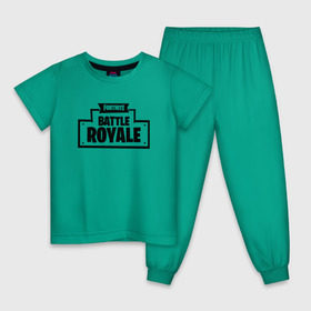 Детская пижама хлопок с принтом Fortnite Battle Royale Logo в Санкт-Петербурге, 100% хлопок |  брюки и футболка прямого кроя, без карманов, на брюках мягкая резинка на поясе и по низу штанин
 | Тематика изображения на принте: 