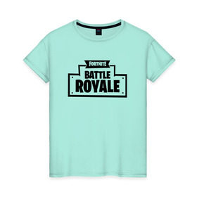 Женская футболка хлопок с принтом Fortnite Battle Royale Logo в Санкт-Петербурге, 100% хлопок | прямой крой, круглый вырез горловины, длина до линии бедер, слегка спущенное плечо | 
