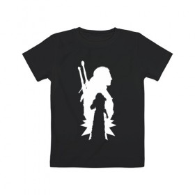 Детская футболка хлопок с принтом Silhouette в Санкт-Петербурге, 100% хлопок | круглый вырез горловины, полуприлегающий силуэт, длина до линии бедер | gerald | wild hunt | witcher | wolf | ведьмак | волк | дикая охота
