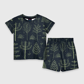 Детский костюм с шортами 3D с принтом Загадочный лес в Санкт-Петербурге,  |  | дерево | дуб | елка | животные | лес | мода | обитатели | прикольные | природа | сказка | тайна | яркие