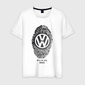 Мужская футболка хлопок с принтом Volkswagen it`s in my DNA в Санкт-Петербурге, 100% хлопок | прямой крой, круглый вырез горловины, длина до линии бедер, слегка спущенное плечо. | crossover | golf | jetta | polo | sport | volkswagen | авто | автомобиль | вольксваген | жук | знак | лого | машина | седан | символ | спорт | тачка | фолькс ваген | фольксваген | хэтчбек | эмблема
