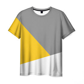 Мужская футболка 3D с принтом Серый, желтый, белый-идеальное сочетание! в Санкт-Петербурге, 100% полиэфир | прямой крой, круглый вырез горловины, длина до линии бедер | 