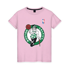Женская футболка хлопок с принтом Boston celtics в Санкт-Петербурге, 100% хлопок | прямой крой, круглый вырез горловины, длина до линии бедер, слегка спущенное плечо | boston celtics | nba | баскетбол | бостон селтикс