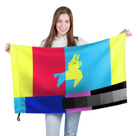 Флаг 3D с принтом Лама Фортнайт в Санкт-Петербурге, 100% полиэстер | плотность ткани — 95 г/м2, размер — 67 х 109 см. Принт наносится с одной стороны | battle royale | fortnite | lama | батл рояль | лама | фортнайт