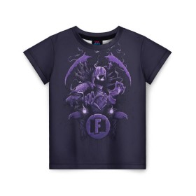 Детская футболка 3D с принтом Raven в Санкт-Петербурге, 100% гипоаллергенный полиэфир | прямой крой, круглый вырез горловины, длина до линии бедер, чуть спущенное плечо, ткань немного тянется | battle royale | fortnite | lama | raven | батл рояль | ворон | лама | фортнайт