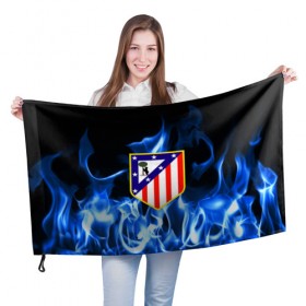 Флаг 3D с принтом ATLETICO MADRID в Санкт-Петербурге, 100% полиэстер | плотность ткани — 95 г/м2, размер — 67 х 109 см. Принт наносится с одной стороны | атлетико мадрид | эмблема