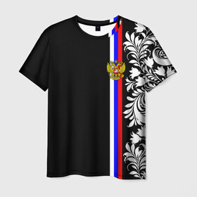 Мужская футболка 3D с принтом Россия в Санкт-Петербурге, 100% полиэфир | прямой крой, круглый вырез горловины, длина до линии бедер | rus | герб | двуглавый орел | россия | рф