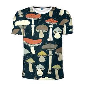 Мужская футболка 3D спортивная с принтом Загадочный лес в Санкт-Петербурге, 100% полиэстер с улучшенными характеристиками | приталенный силуэт, круглая горловина, широкие плечи, сужается к линии бедра | грибы | паттерн
