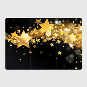 Магнитный плакат 3Х2 с принтом Золотые звездочки в Санкт-Петербурге, Полимерный материал с магнитным слоем | 6 деталей размером 9*9 см | 3d | звездочки | звезды | золото | золотые звездочки | картинка | черный фон