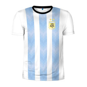 Мужская футболка 3D спортивная с принтом Сборная Аргентины в Санкт-Петербурге, 100% полиэстер с улучшенными характеристиками | приталенный силуэт, круглая горловина, широкие плечи, сужается к линии бедра | аргентина | месси | сборная аргентины
