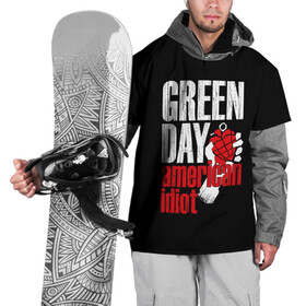 Накидка на куртку 3D с принтом Green Day American Idiot в Санкт-Петербурге, 100% полиэстер |  | Тематика изображения на принте: green day | punk rock | билли джо армстронг | панк рок