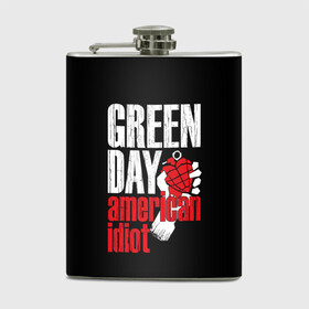 Фляга с принтом Green Day American Idiot в Санкт-Петербурге, металлический корпус | емкость 0,22 л, размер 125 х 94 мм. Виниловая наклейка запечатывается полностью | green day | punk rock | билли джо армстронг | панк рок
