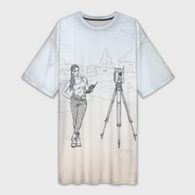Платье-футболка 3D с принтом Девушка с контроллером в Санкт-Петербурге,  |  | surveyor | геодезист | геодезия | кадастр