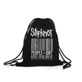 Рюкзак-мешок 3D с принтом Slipknot People в Санкт-Петербурге, 100% полиэстер | плотность ткани — 200 г/м2, размер — 35 х 45 см; лямки — толстые шнурки, застежка на шнуровке, без карманов и подкладки | Тематика изображения на принте: alternative | iowa | metal | nu | slipknot | slipnot | taylor | метал | слипкнот | слипнот