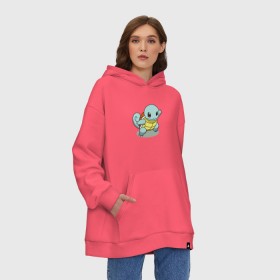 Худи SuperOversize хлопок с принтом Pokemon squirtle в Санкт-Петербурге, 70% хлопок, 30% полиэстер, мягкий начес внутри | карман-кенгуру, эластичная резинка на манжетах и по нижней кромке, двухслойный капюшон
 | pokemon | squirtle