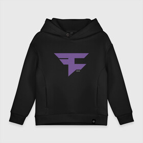 Детское худи Oversize хлопок с принтом Faze Clan (Ultraviolet) в Санкт-Петербурге, френч-терри — 70% хлопок, 30% полиэстер. Мягкий теплый начес внутри —100% хлопок | боковые карманы, эластичные манжеты и нижняя кромка, капюшон на магнитной кнопке | 0x000000123 | csgo | faze | ultraviolet | ксго | фиолетовый