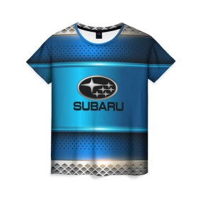 Женская футболка 3D с принтом SUBARU sport collection в Санкт-Петербурге, 100% полиэфир ( синтетическое хлопкоподобное полотно) | прямой крой, круглый вырез горловины, длина до линии бедер | auto | automobile | car | carbon | machine | motor | motor car | sport car | subaru | автомашина | бренд | легковой автомобиль | марка | спортивный автомобиль | тачка