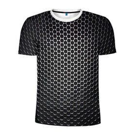 Мужская футболка 3D спортивная с принтом Кристаллическая решетка в Санкт-Петербурге, 100% полиэстер с улучшенными характеристиками | приталенный силуэт, круглая горловина, широкие плечи, сужается к линии бедра | карбон | кристаллическая решетка | текстура